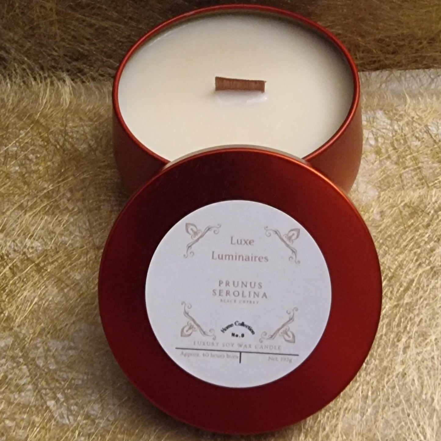 Hand poured Luxury Prunus Serolina - Black Cherry candle 192g